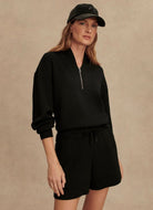 Varley Davidson Sweat Half Zip in Black Front View