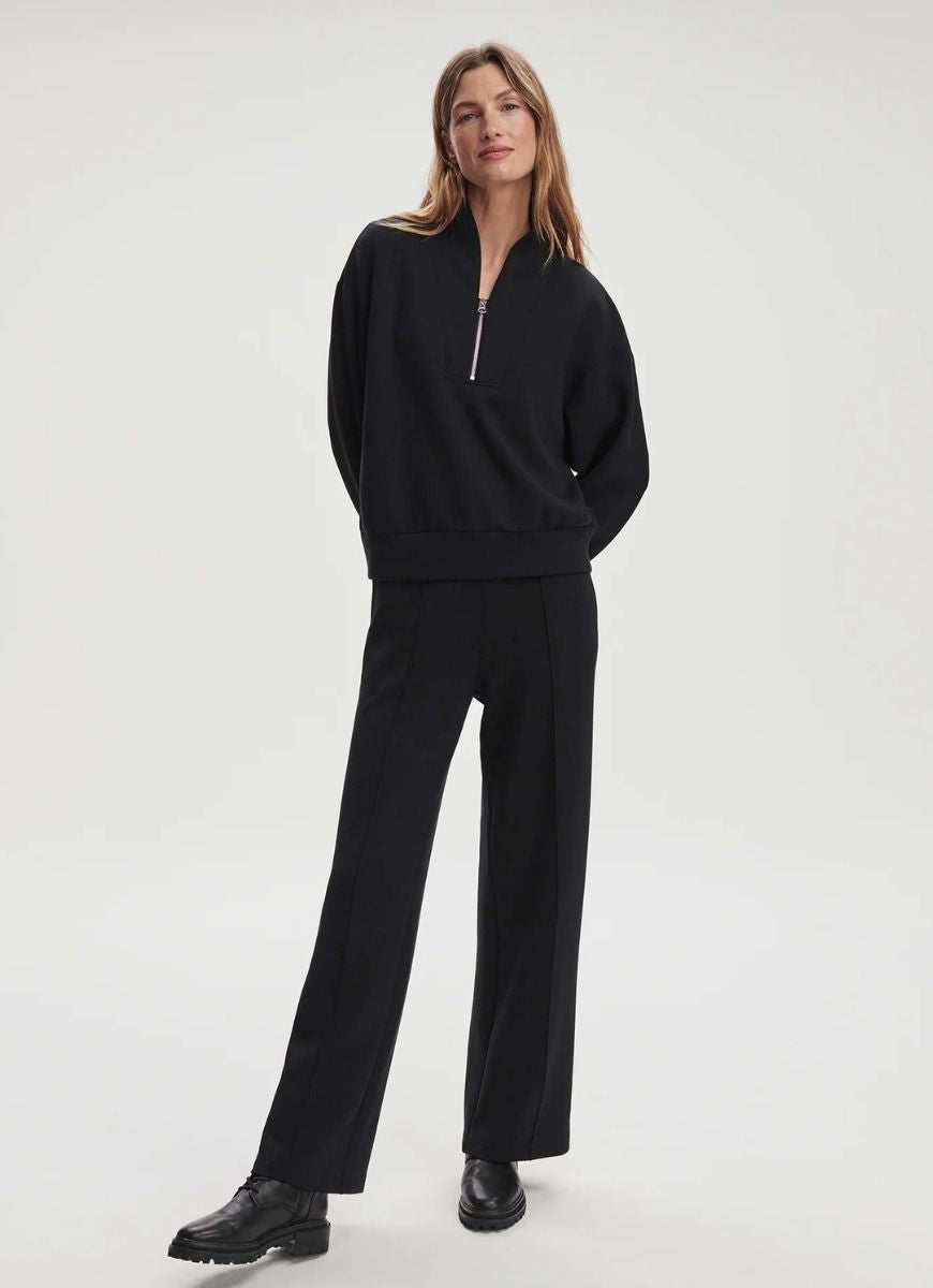 Varley Davidson Sweat Half Zip in Black Alternate Front View