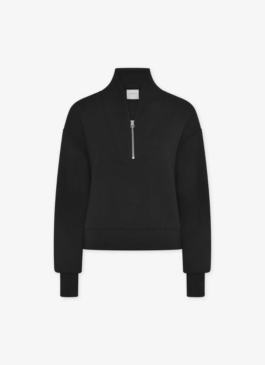 Varley Davidson Sweat Half Zip in Black Product Shot View