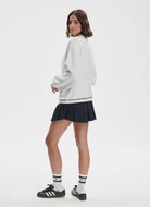 Varley Decker Off-Court Cardigan in White Full Length Side and Back View