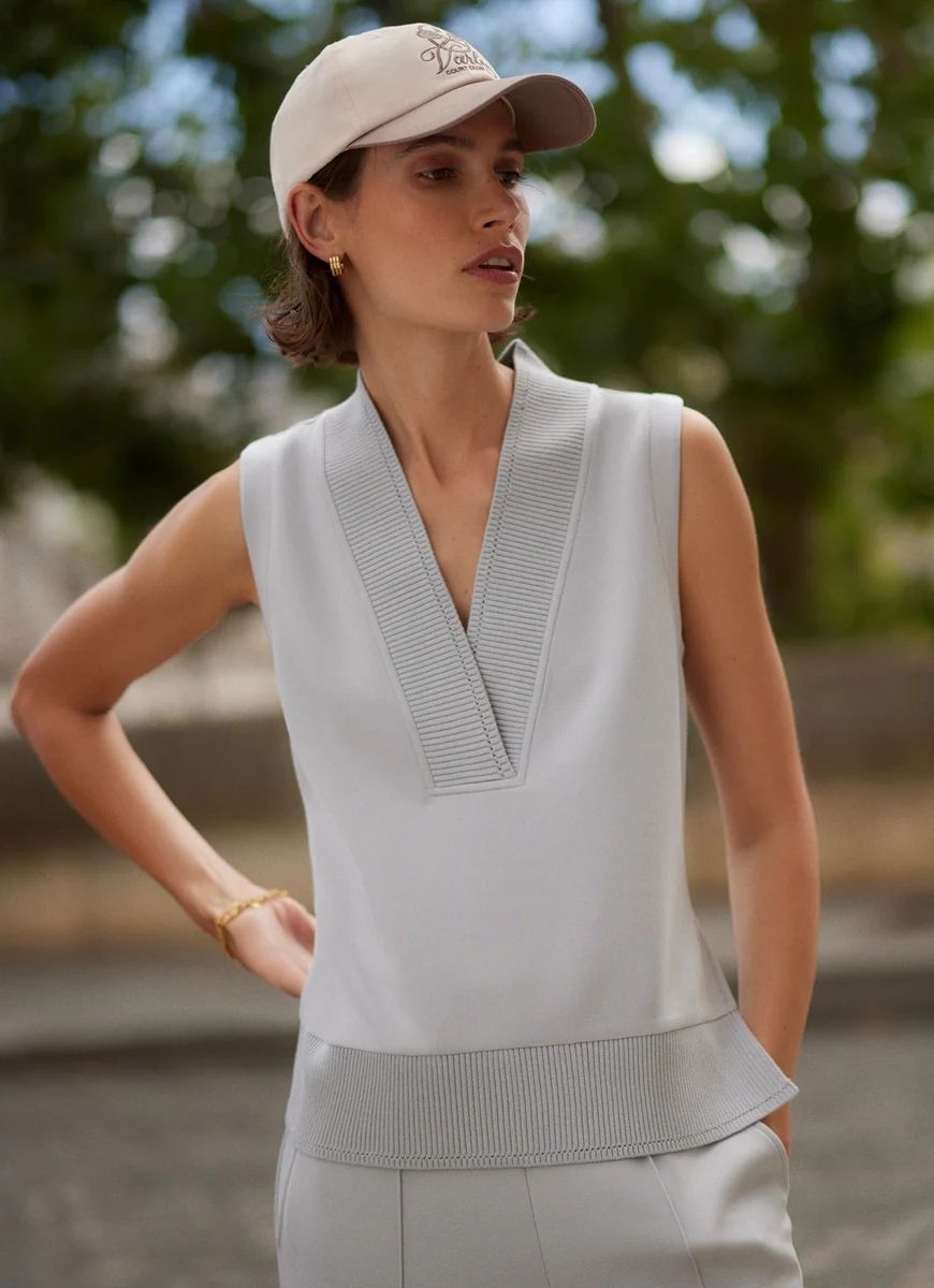 Varley Freida V-Neck Tank in Blue Clay