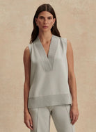 Varley Freida V-Neck Tank in Blue Clay Front View