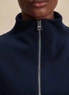 Varley Hawley Half Zip Sweatshirt in Navy Close Up Front View of Zipper