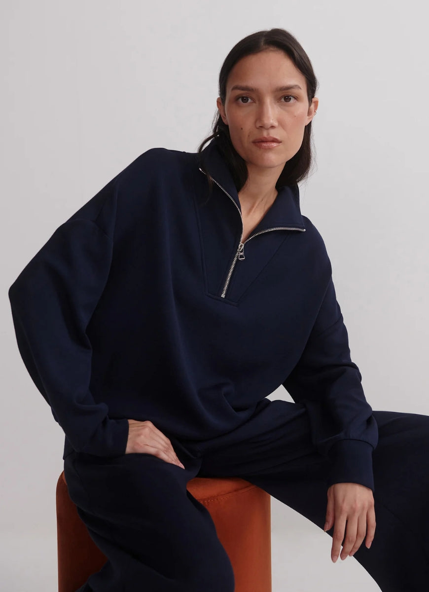 Varley Hawley Half Zip Sweatshirt in Navy