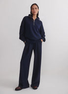 Varley Hawley Half Zip Sweatshirt in Navy Full Length Front View