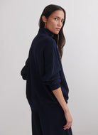 Varley Hawley Half Zip Sweatshirt in Navy Side View