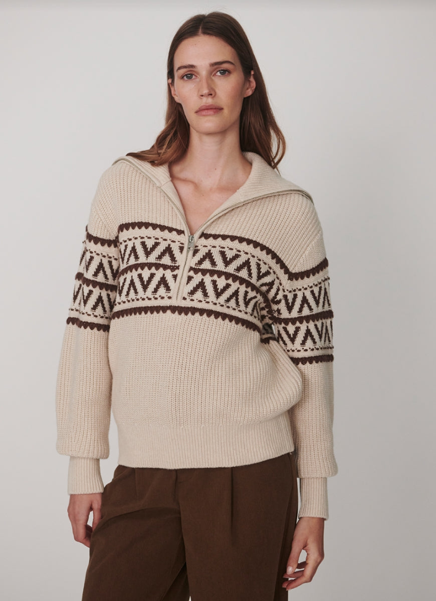 Varley Hopkin Half Zip Sweater in Oat Milk