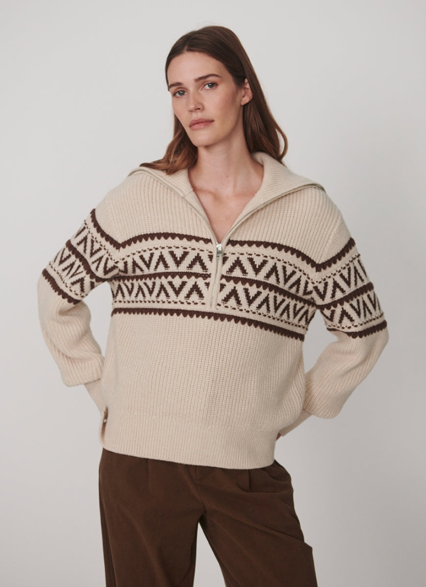 Varley Hopkin Half Zip Sweater in Oat Milk