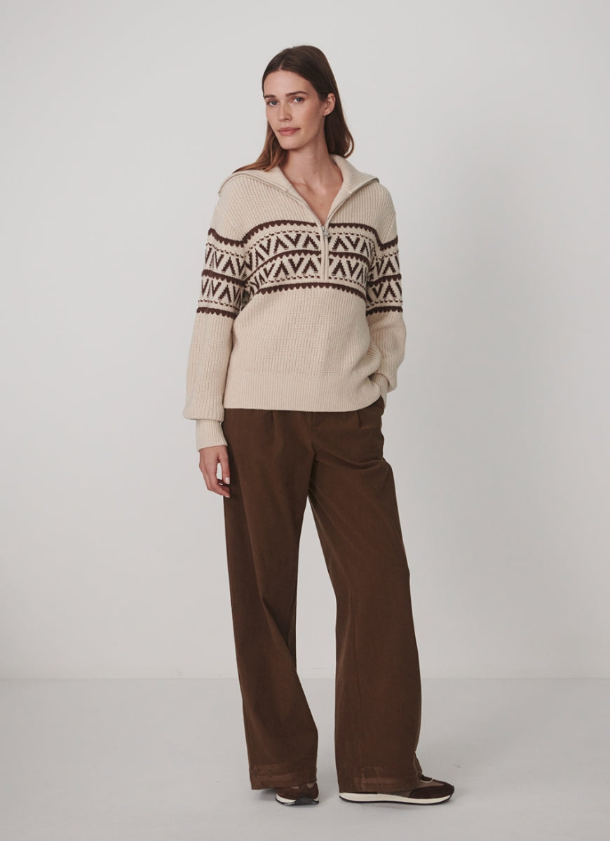 Varley Hopkin Half Zip Sweater in Oat Milk