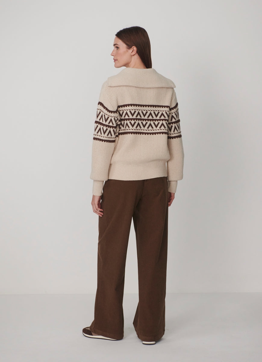 Varley Hopkin Half Zip Sweater in Oat Milk