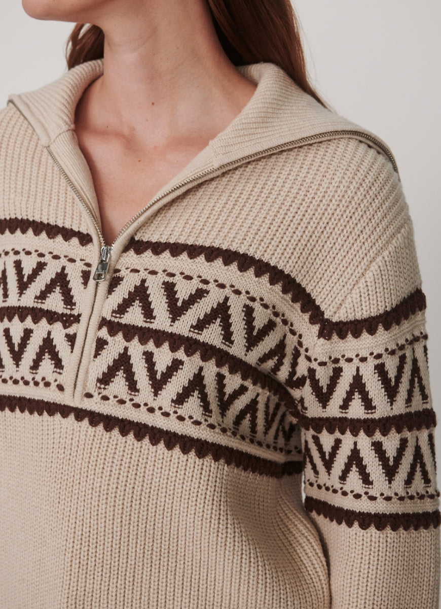 Varley Hopkin Half Zip Sweater in Oat Milk
