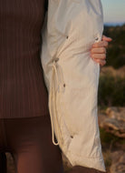 Varley Kaia Quilted Coat in Jet Stream Showing Inner Drawcord