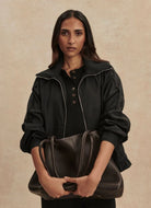 Varley Lotta Blousen Lightweight Jacket in Black Front View Unzipped
