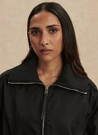 Varley Lotta Blousen Lightweight Jacket in Black Close Up Front View