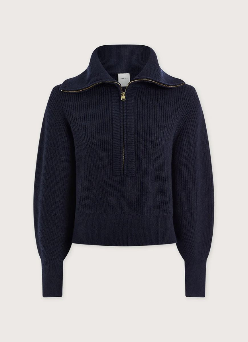 Varley Maura Half-Zip Rib Knit in Navy Product Shot View