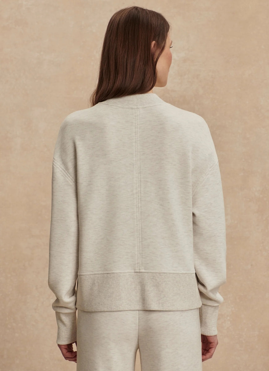 Varley Philippe Crop Sweatshirt in Ivory Marl Back View