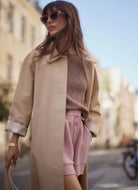 Varley Robyn Oversized Car Coat in Nomad Front View Unzipped