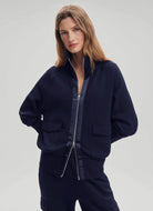 Varley Roxbury Zip-Through Sweatshirt Blue Nights Front View