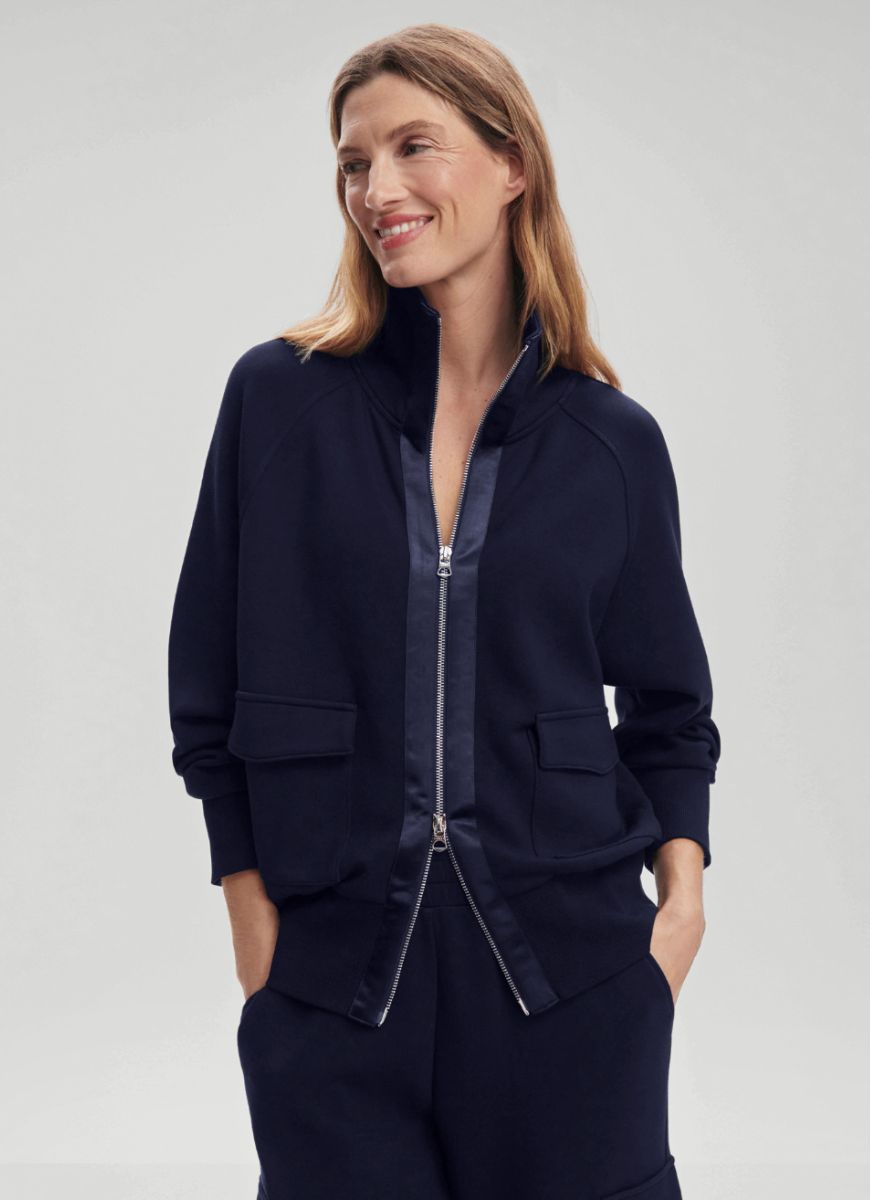Varley Roxbury Zip-Through Sweatshirt Blue Nights Alternate Front View
