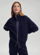 Varley Roxbury Zip-Through Sweatshirt Blue Nights Front View Zipped Up