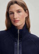 Varley Roxbury Zip-Through Sweatshirt Blue Nights Close Up View of Zipper
