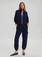 Varley Roxbury Zip-Through Sweatshirt Blue Nights Full Length Front View