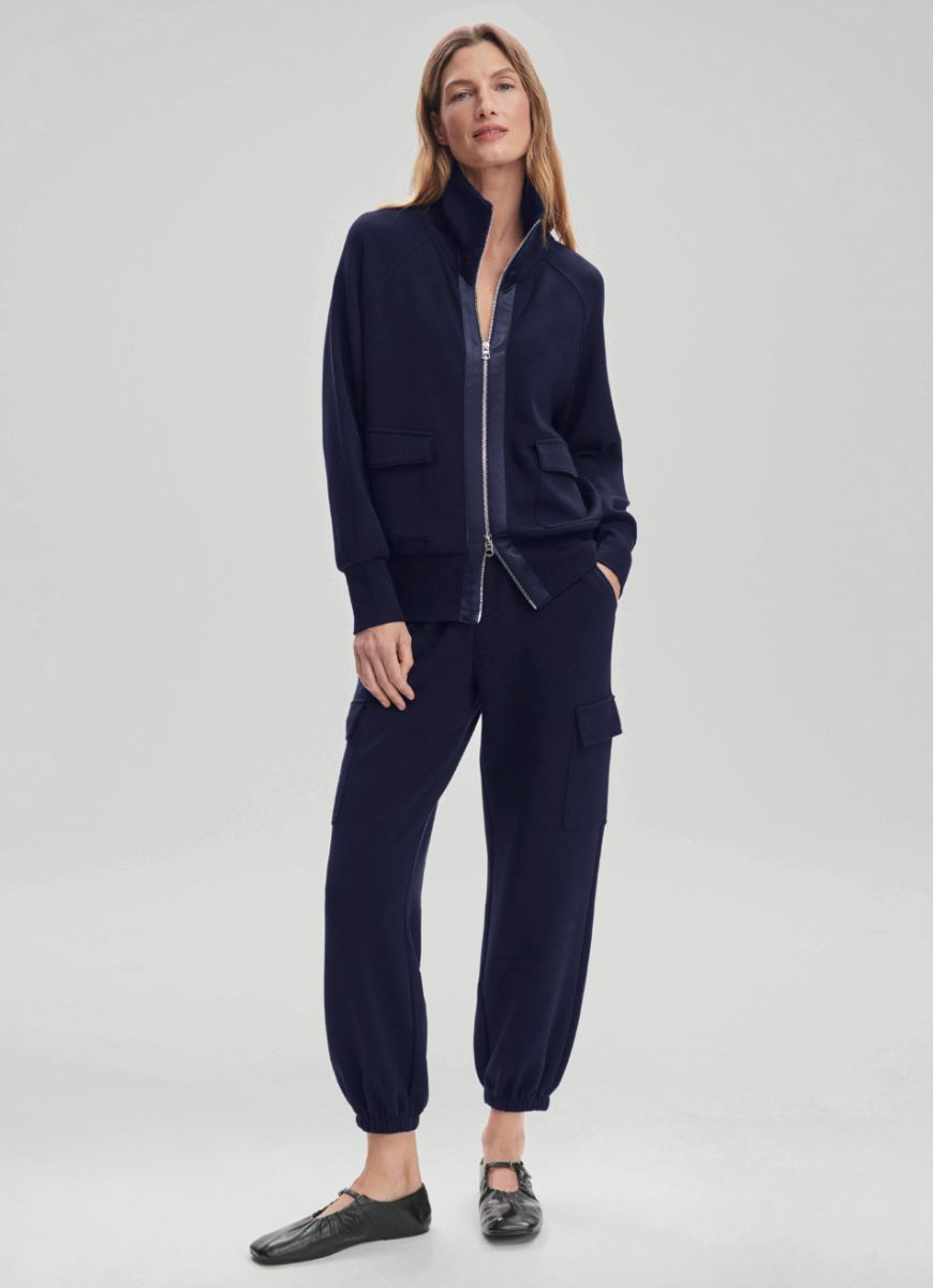 Varley Roxbury Zip-Through Sweatshirt Blue Nights Alternate Full Length Front View