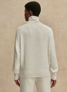 Varley Roxbury Zip-Through Sweatshirt in Ivory Marl Back View