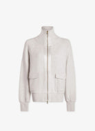 Varley Roxbury Zip-Through Sweatshirt in Ivory Marl Product Shot View