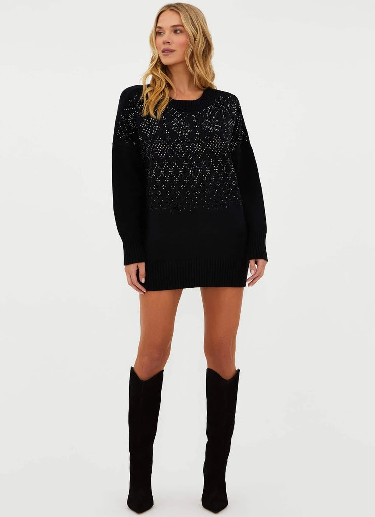 BEACH RIOT Vivienne Dress Blizzard Fairisle in Black