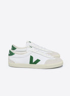 Veja Women's Volley Canvas Sneaker in White/Emeraude