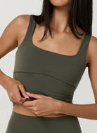 Vuori AllTheForm Support Tank Top in Army