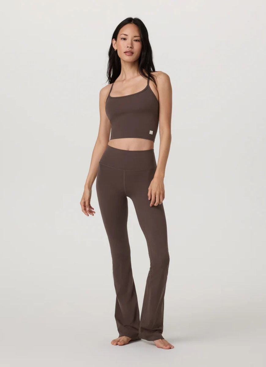 Vuori AllTheFeels Slim Flare in Java Full Length Front View