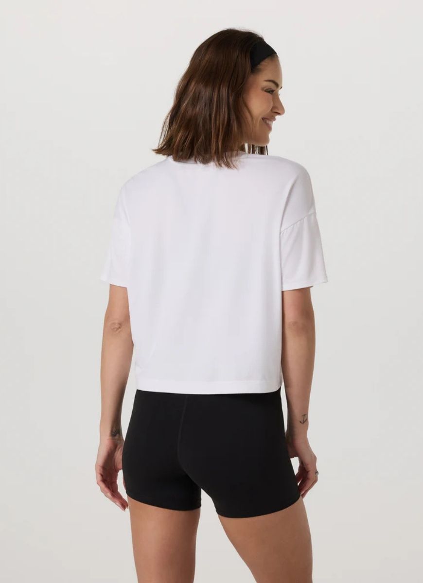 vuori Women's Energy Tee in White Back View