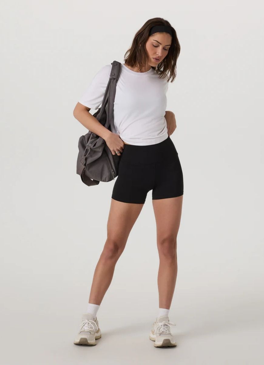 vuori Women's Energy Tee in White Front View
