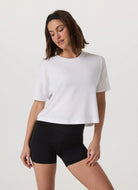 vuori Women's Energy Tee in White Alternate Front View