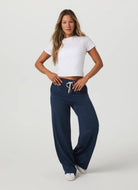 Vuori Halo Essential Wideleg Pant in Blue Coast Heather