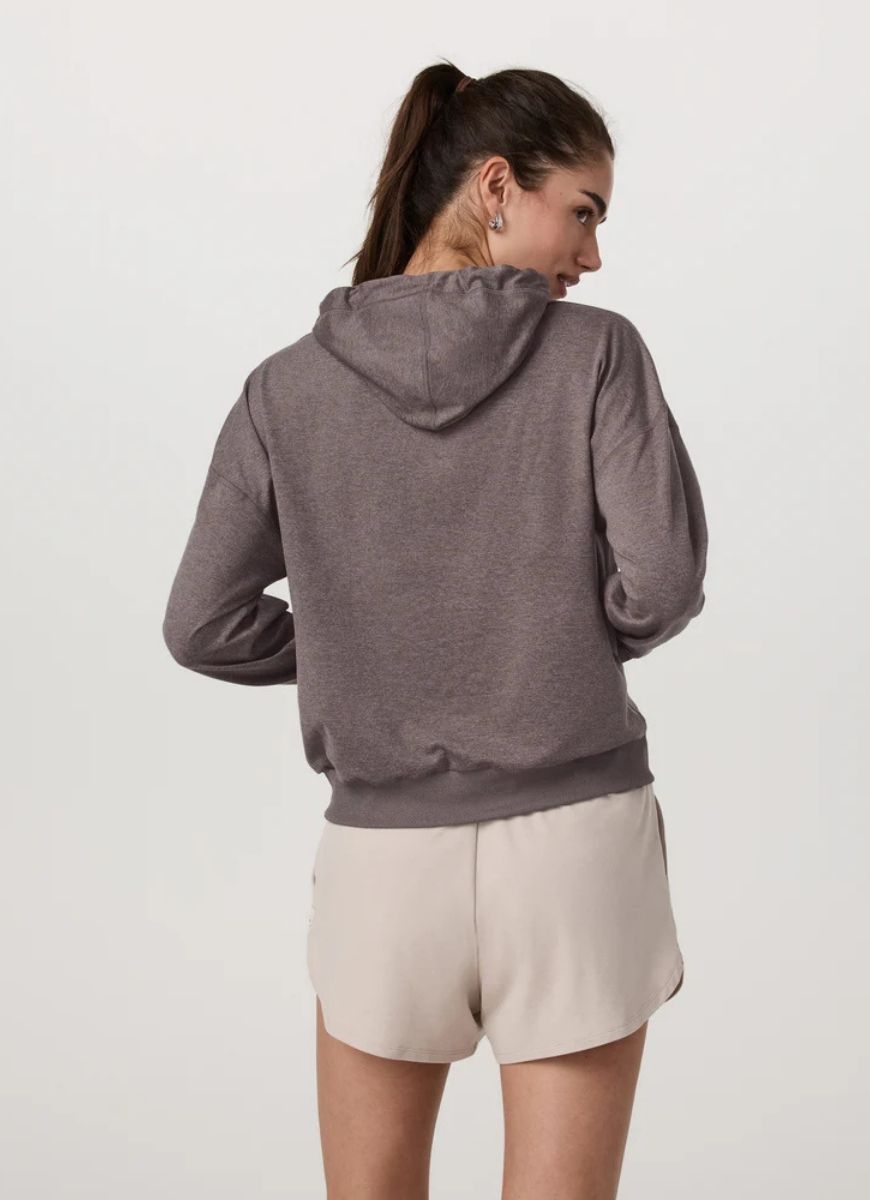 Vuori Halo Modern Pullover Hoodie in Huckleberry Heather Back View