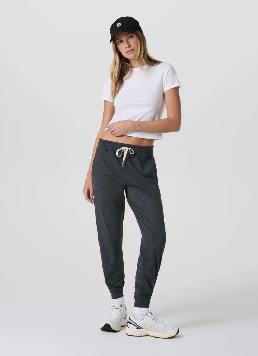 Vuori Performance Jogger in Charcoal Heather Full Length Front View