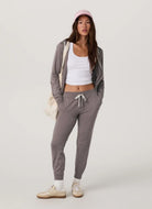 Vuori Women's Performance Jogger in Huckleberry Heather Full Length Front View