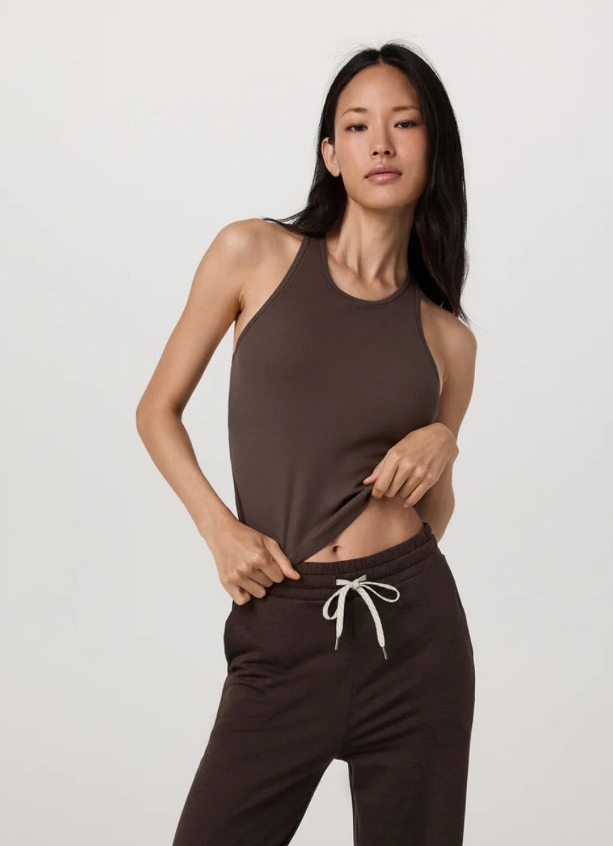 Vuori Pose Plyo Tank Top in Java Front View