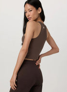 Vuori Pose Plyo Tank Top in Java Angled Side and Back View