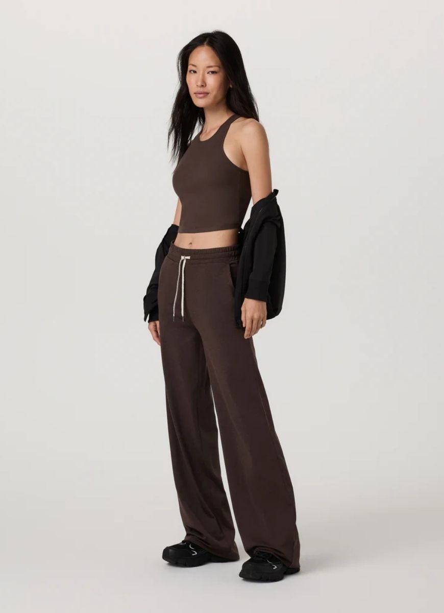 Vuori Pose Plyo Tank Top in Java Full Length Angled Side View
