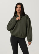 Vuori Restore Oversized Half Zip in Army