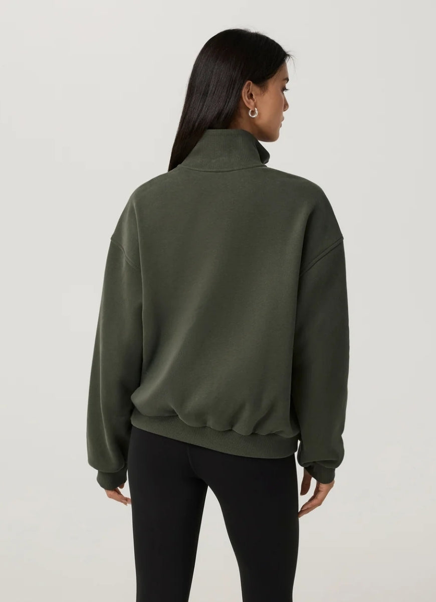 Vuori Restore Oversized Half Zip in Army
