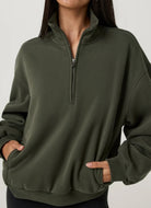 Vuori Restore Oversized Half Zip in Army