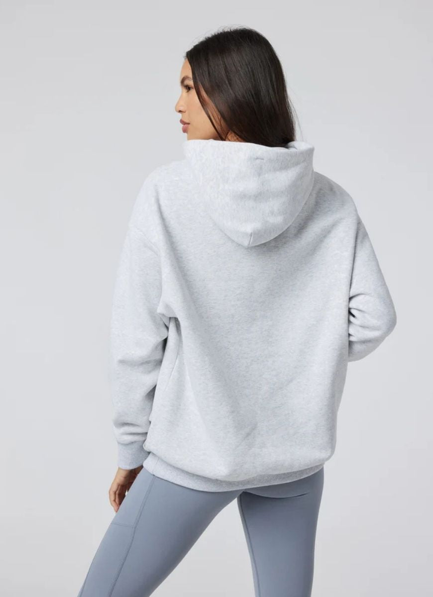 Vuori Restore Oversized Hoodie in Pale Grey Heather Back View