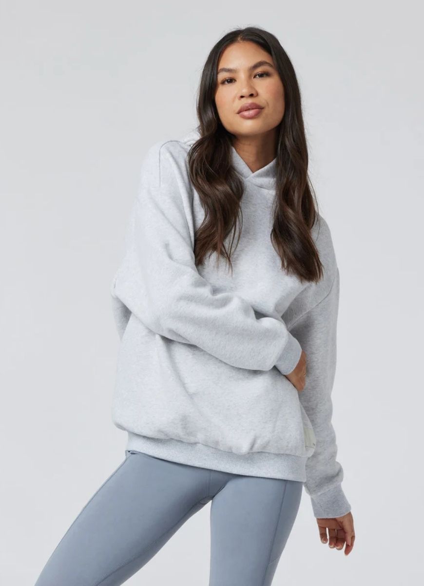 Vuori Restore Oversized Hoodie in Pale Grey Heather Front View