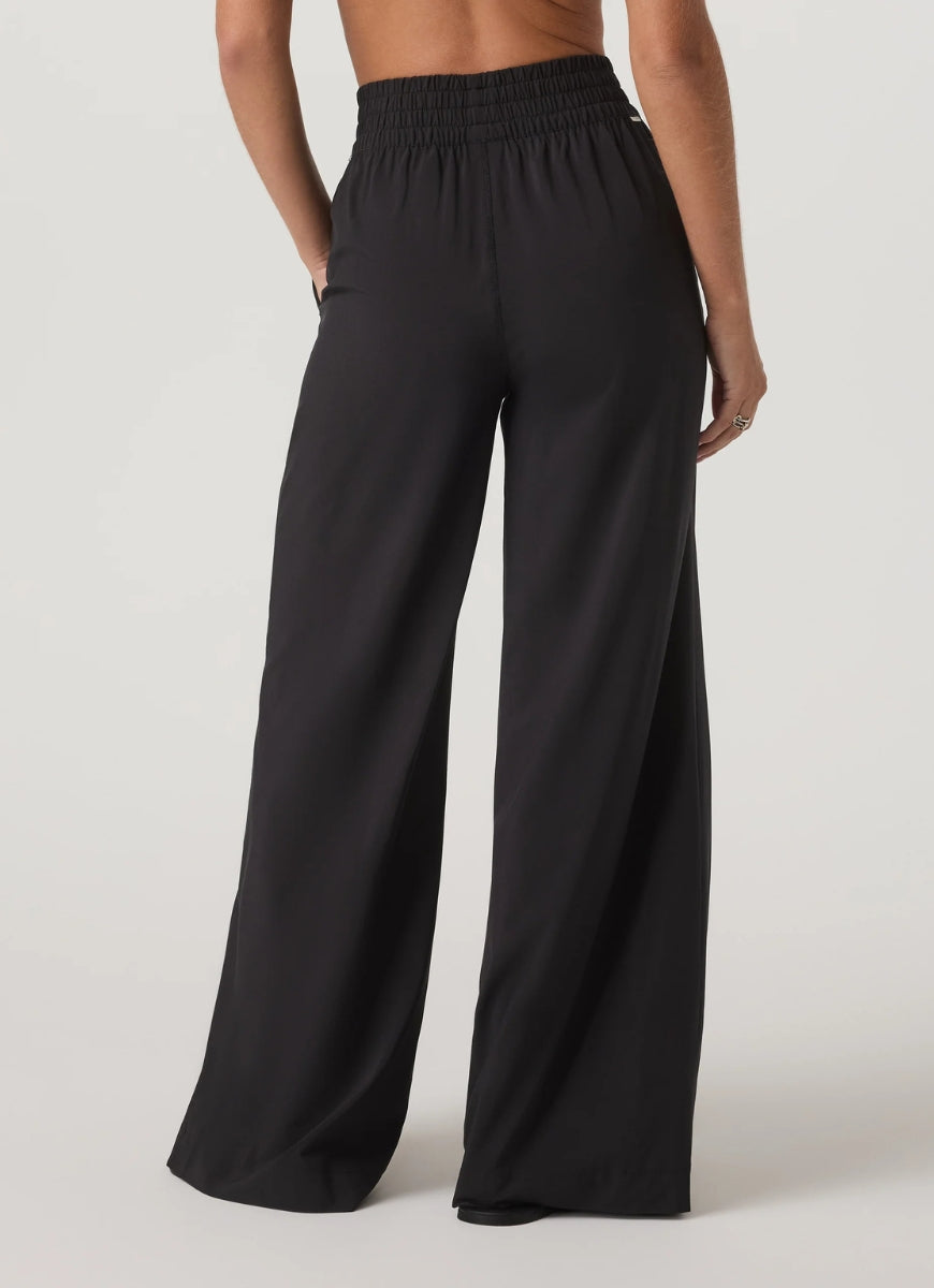Vuori Women's Villa Wide Leg Pant in Black Back View