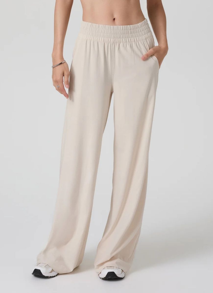 Vuori Villa Wideleg Pant in Milkweed Waist Down Front View